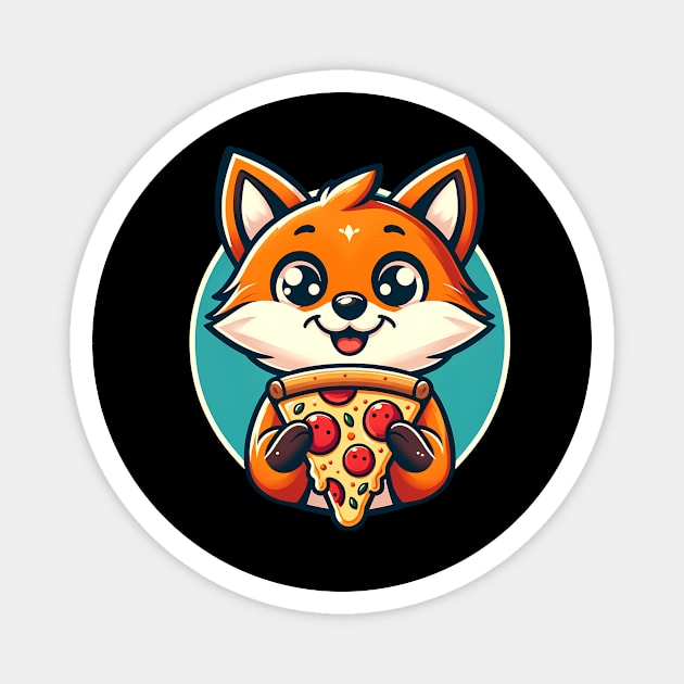 Cute Fox with Pizza Magnet by logiamerch